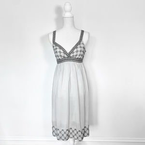 Johnny Was M silver grey silk embroidered dress